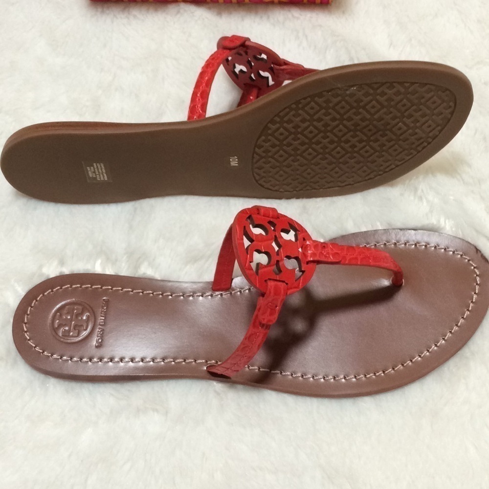 Tory Burch Gabriel Flat Sandal, Croc Embossed - Picture 4 of 5